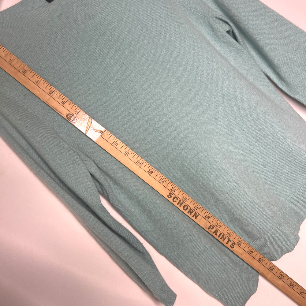 Talbots Womens Petite Large Sweater Pure Cashmere Color Mint Green Knit - Picture 6 of 9